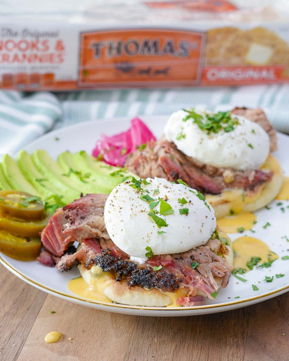 Brisket Breakfast “Benedict”  Couple in the Kitchen