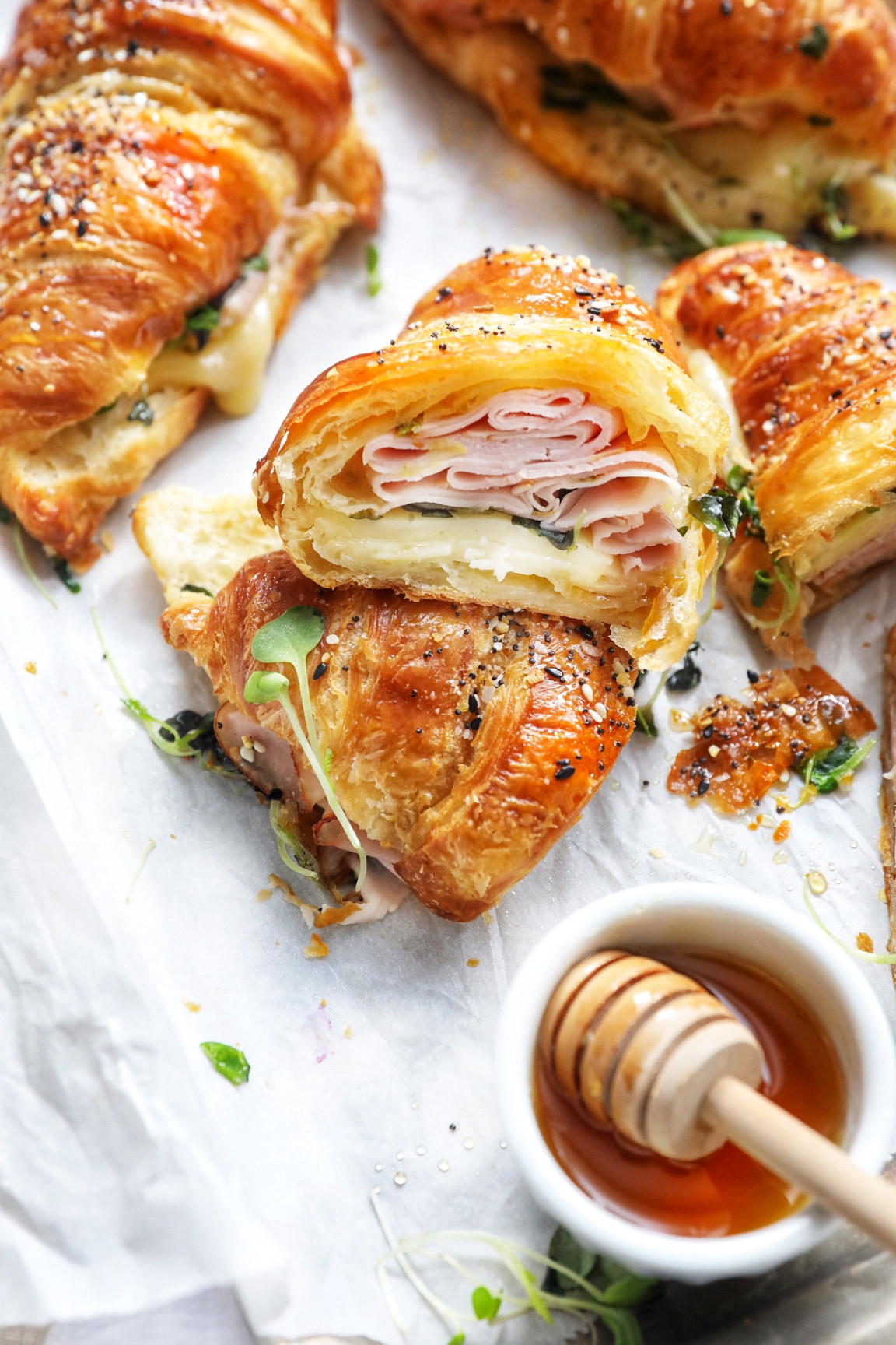 Buttery Garlic Baked Croissants with Turkey & Harvarti