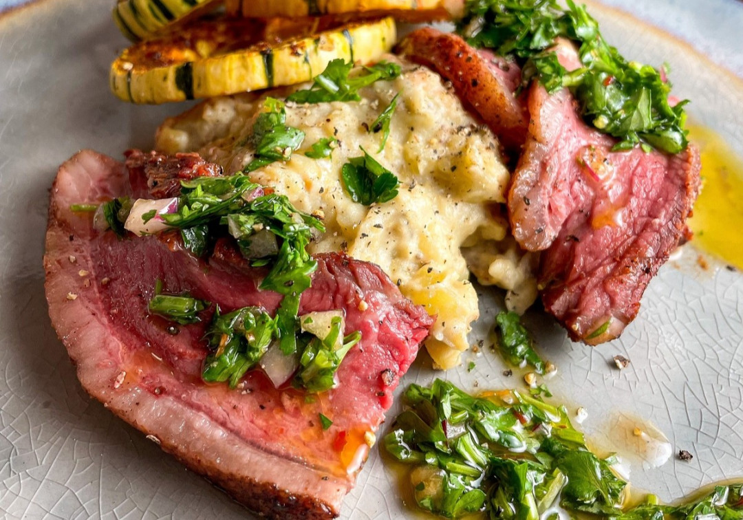 Coulotte Steak with Smoked Mash Potatoes and Delicata Squash