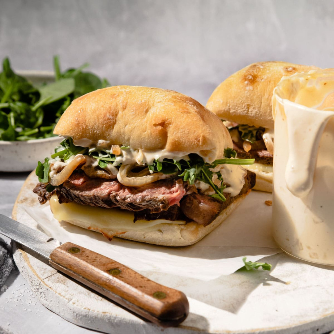 Easy Ribeye Steak Sandwich with Grilled Onions