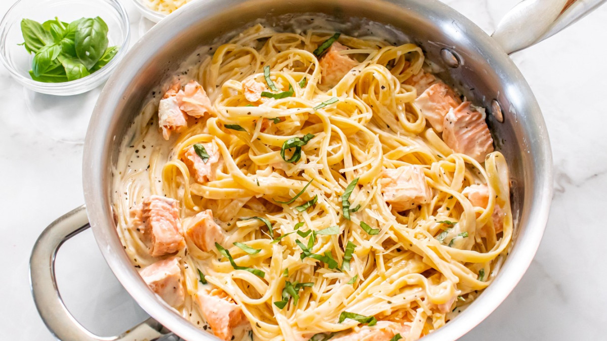 Salmon Fettuccine Alfredo