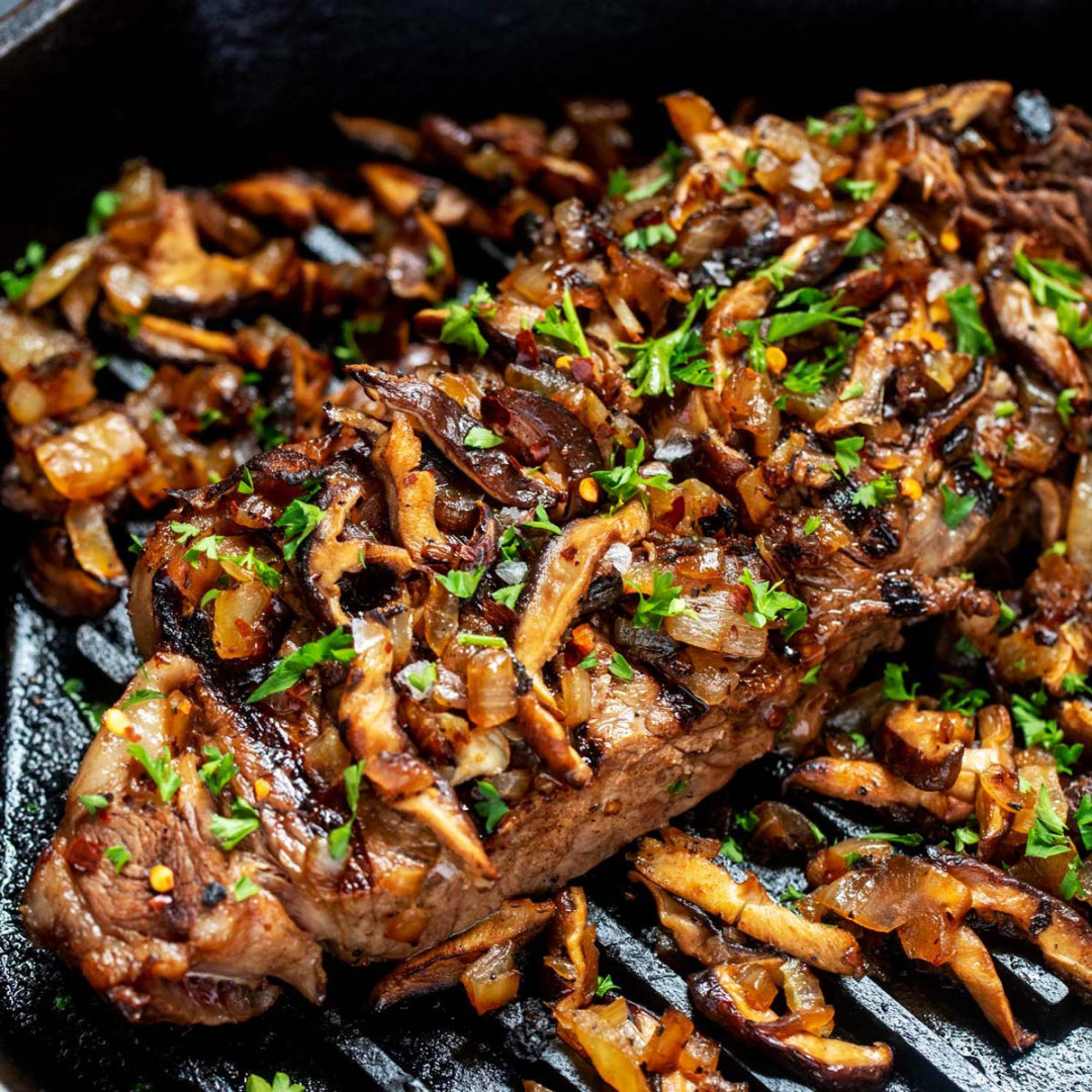 Steak with Mushrooms and Onions